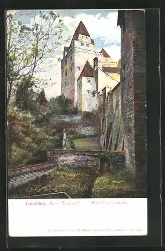AK Landshut, Burg Trausnitz mit Wittelsbacherturm