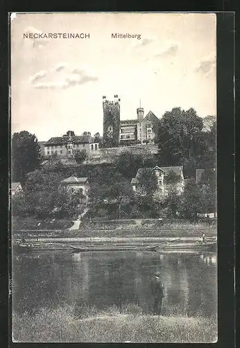 AK Neckarsteinach, Teilansicht mit Mittelburg