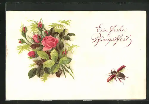 AK Maikäfer fliegt zu einem Blumenstrauss