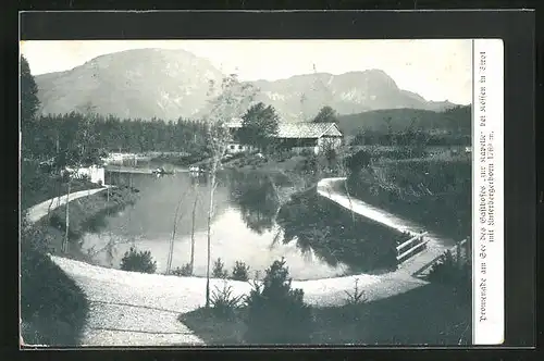 AK Kössen, Promenade am See des Gasthofes Zur Kapelle