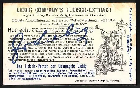 Sammelbild Liebig`s Fleisch-Extrakt und Pepton, ein Schwerenöther, Pärchen auf Stühlen im Meer