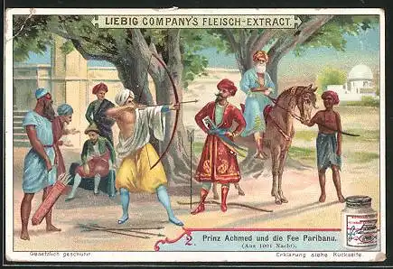 Sammelbild Liebig`s Fleischextract, Prinz Achmed und die Fee Paribanu