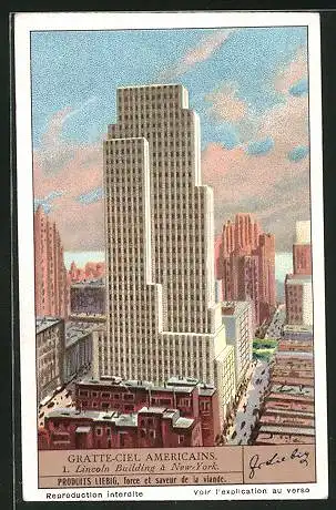 Sammelbild Liebig, Gratte-Ciel Americains, Lincoln Building a New York