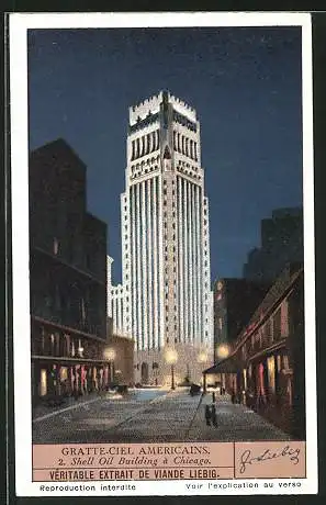 Sammelbild Liebig, Gratte-Ciel Americains, Shell Oil Building a Chicago
