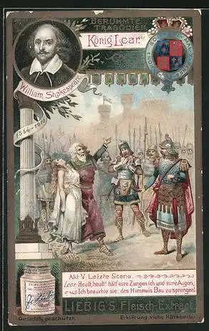Sammelbild Liebig`s Fleisch-Extract und -Pepton, Berühmte Tragödien, König Lear, Akt V. Letzte Szene