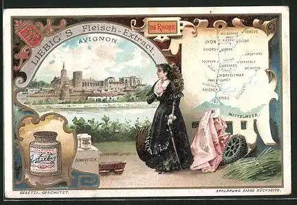 Sammelbild Liebig`s Fleisch-Extract und -Pepton, Avignon, Landkarte der Rhone