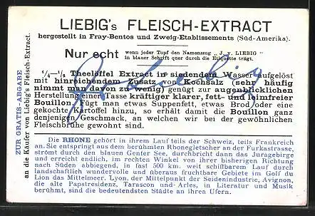 Sammelbild Liebig`s Fleisch-Extract und -Pepton, Avignon, Landkarte der Rhone