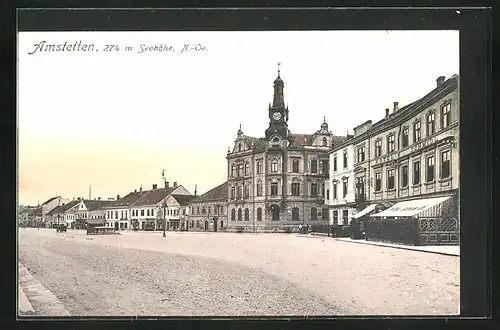 AK Amstetten, auf dem Hauptplatz im Ort