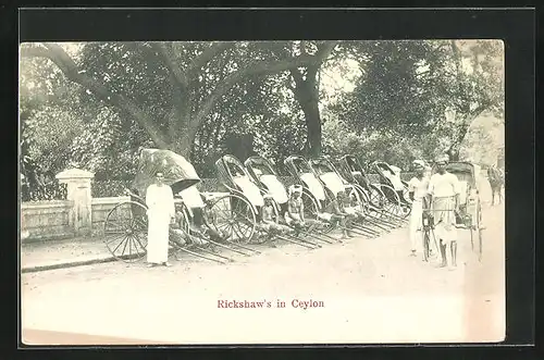 AK Sri Lanka, Rickshaw's in Ceylon, Gruppe von Rikscha Fahrern