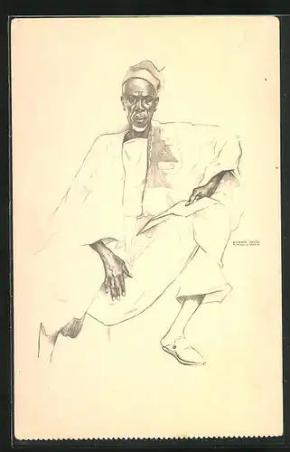 Künstler-AK sign. Eduardo Malta: Paris, Exposition internationale 1937, Mamadú Sissé - Régule Guinée