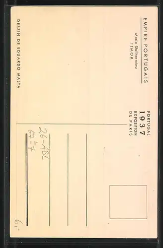 Künstler-AK sign. Eduardo Malta: Paris, Exposition internationale 1937, Maria Guilhermina - Timor