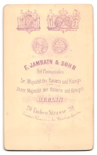 Fotografie F. Jamrath & Sohn, Berlin, Taubenstr. 20, Portrait stattlicher Herr mit Vollbart