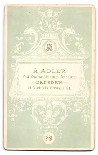 Fotografie A. Adler, Dresden, Victoriastr. 21, Portrait bildschönes Fräulein mit Haarspange und Perlenhalskette