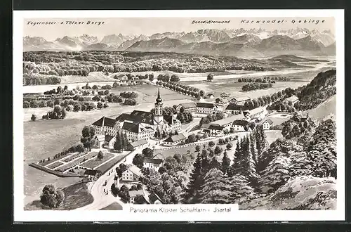 AK Schäftlarn / Isartal, Panorama mit Kloster