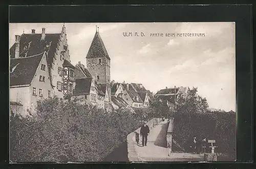 AK Ulm / Donau, Partie am Metzgerturm