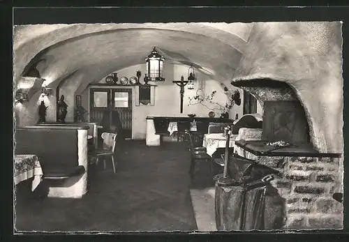 AK Kochel am See, Alpengasthof und Hotel Schmied v. Kochel, Innenansicht