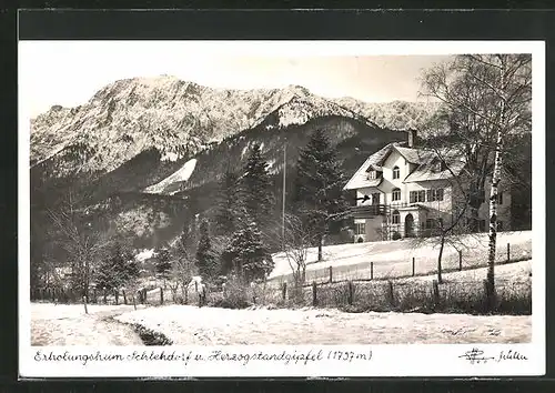 AK Schlehdorf, Erholungsheim am Herzogstandgipfel im Winter