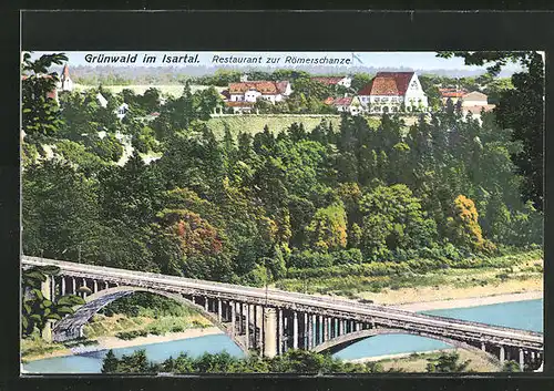 AK Grünwald / Isartal, Panoramablick auf das Restaurant zur Römerschanze