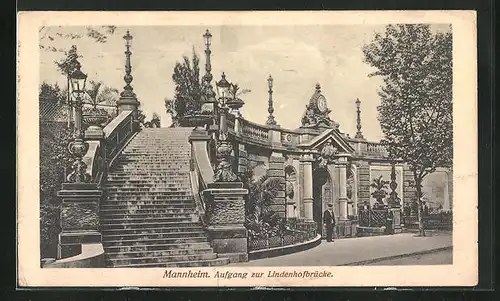 AK Mannheim, Aufgang zur Lindenhofbrücke
