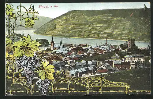 AK Bingen a. Rh., Panoramablick von der Bergwiese
