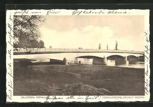 AK Dillingen / Donau, Blick auf die Donaubrücke