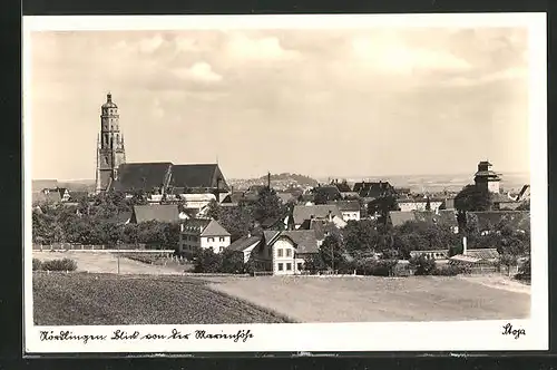 AK Nördlingen, Teilansicht mit Kirche