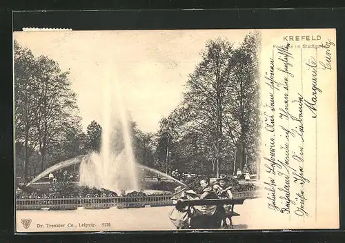 AK Krefeld, Fontane im Stadtpark