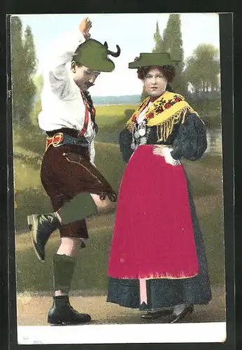 AK Tanzpaar in bayerischer Tracht