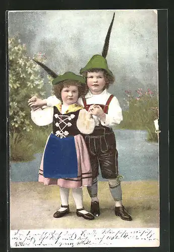 AK Kinder in bayerischen Trachten