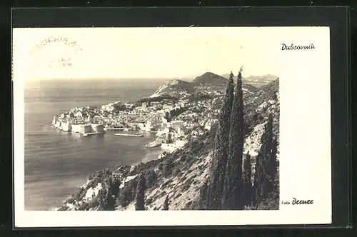 AK Dubrovnik, Blick auf Stadt und Küste