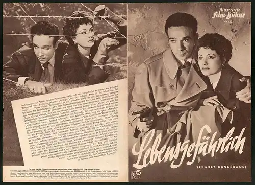 Filmprogramm IFB Nr. 1232, Lebensgefährlich, Margaret Lockwood, Dane Clark, Regie: Roy Baker