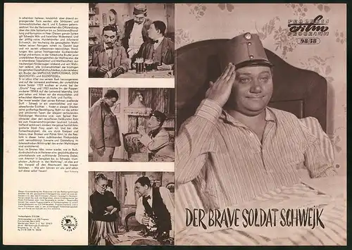 Filmprogramm PFP Nr. 98 /58, Der brave Soldat Schwejk, R. Hrusinsky, M. Kopecky, Regie: Karel Stekly