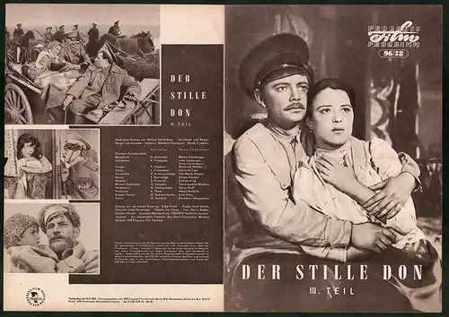 Filmprogramm PFP Nr. 96 /58, Der stille Don - III. Teil, A. Filippowa, P. Glebow, Regie: Sergei Gerassimow