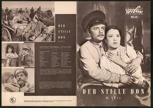 Filmprogramm PFP Nr. 96 /58, Der stille Don - III. Teil, A. Filippowa, P. Glebow, Regie: Sergei Gerassimow