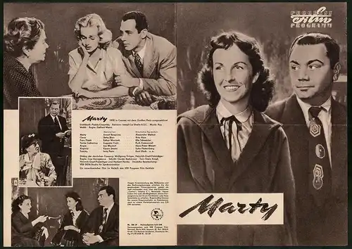 Filmprogramm PFP Nr. 100 /57, Marty, Ernest Borgnine, Betsy Blair, Regie: Delbert Mann