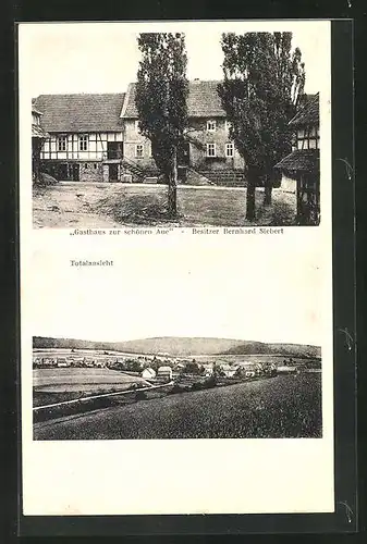 AK Schönau, Totalansicht & Gasthaus zur Schönen Aue