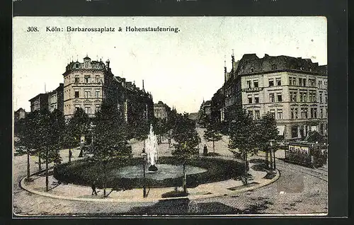 AK Köln-Neustadt, Barbarossaplatz und Hohenstaufenring, Strassenpartie