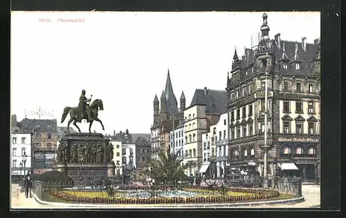 AK Köln, Heumarkt mit Denkmal