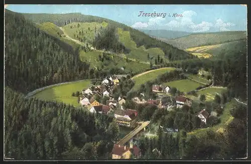 AK Treseburg i. Harz, Ortsansicht aus der Vogelschau