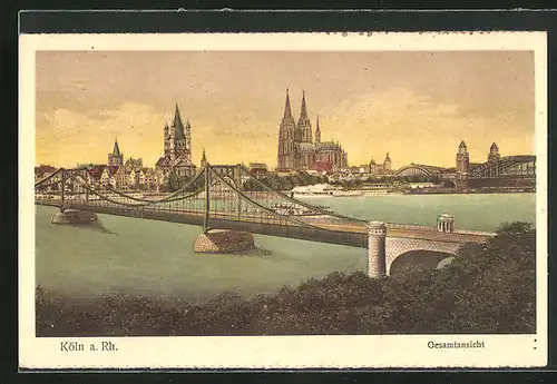 AK Köln, Gesamtansicht der Stadt mit Dom