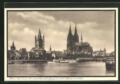 AK Köln, Flusspartie mit Blick auf den Dom