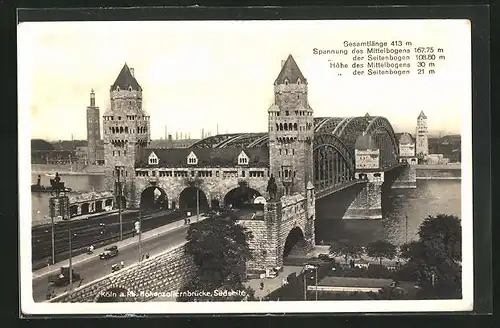 AK Köln, Hohenzollernbrücke, Südseite