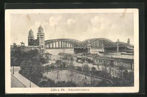 AK Köln, Blick auf die Hohenzollernbrücke