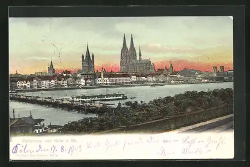 AK Köln, Rheinpanorama mit Dom