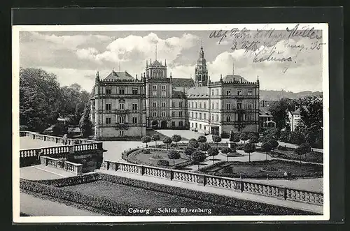 AK Coburg, Schloss Ehrenburg vom Park gesehen