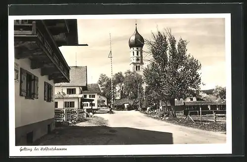 AK Gelting bei Wolfratshausen, Ortspartie mit Kirche