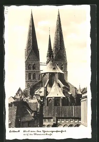 AK Lübeck, Blick von der Schrangenfreiheit auf die Marienkirche