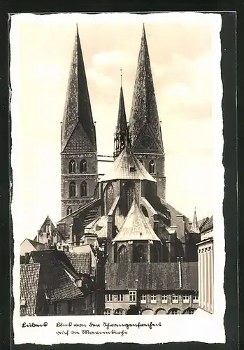 AK Lübeck, Blick von der Schrangenfreiheit auf die Marienkirche