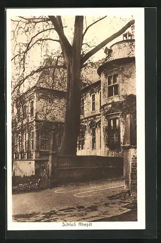 AK Rheydt, Schloss Rheydt, Hauptburg, Erkerturm und Pavillon des Rittersaales