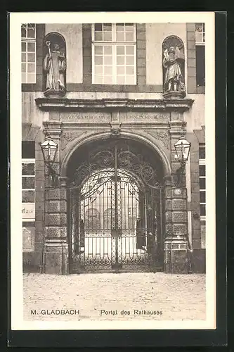 AK M.-Gladbach, Portal des Rathauses